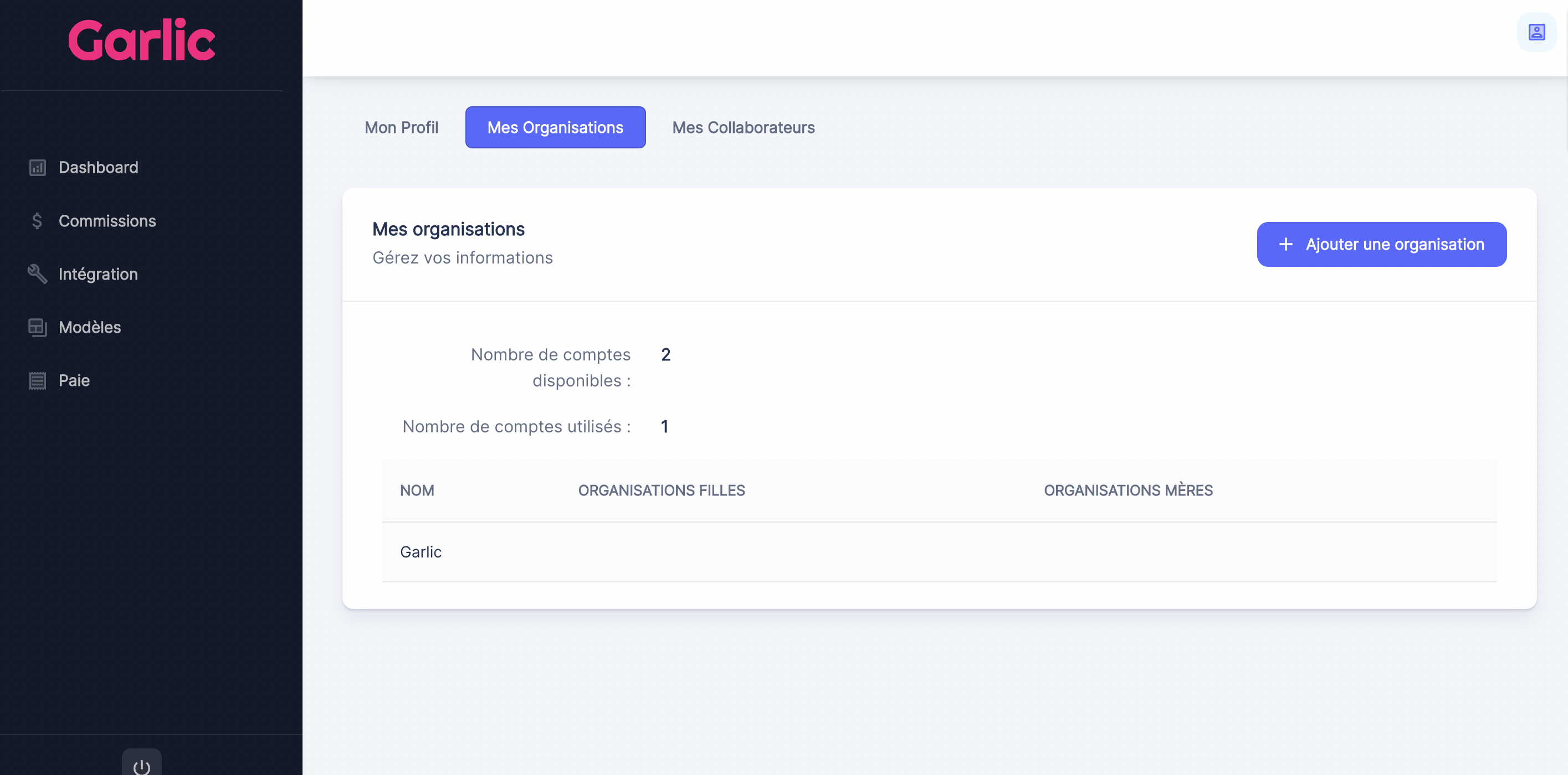Visualisation des équipes d'un administrateur