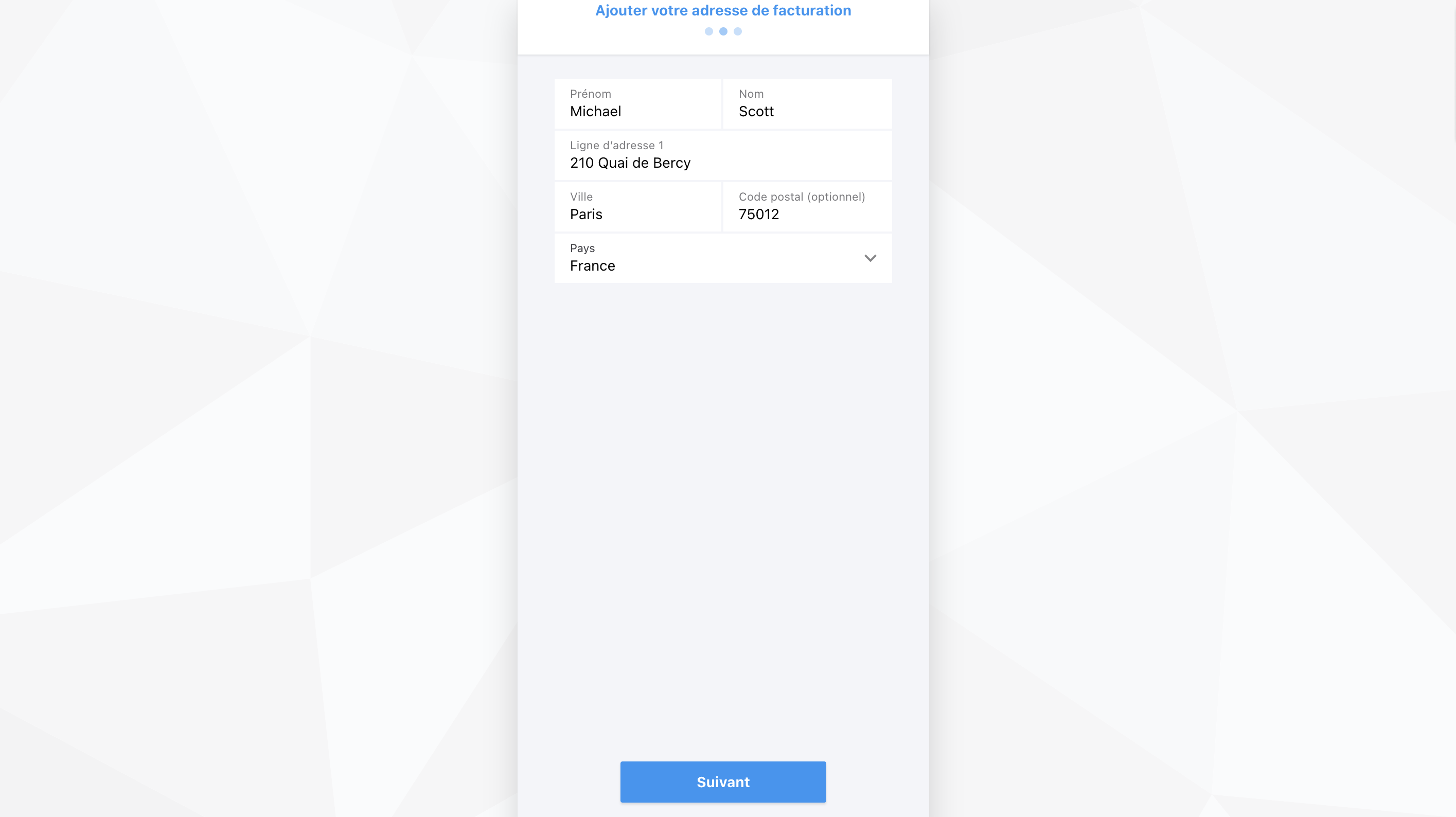 Renseigner l'adresse de facturation
