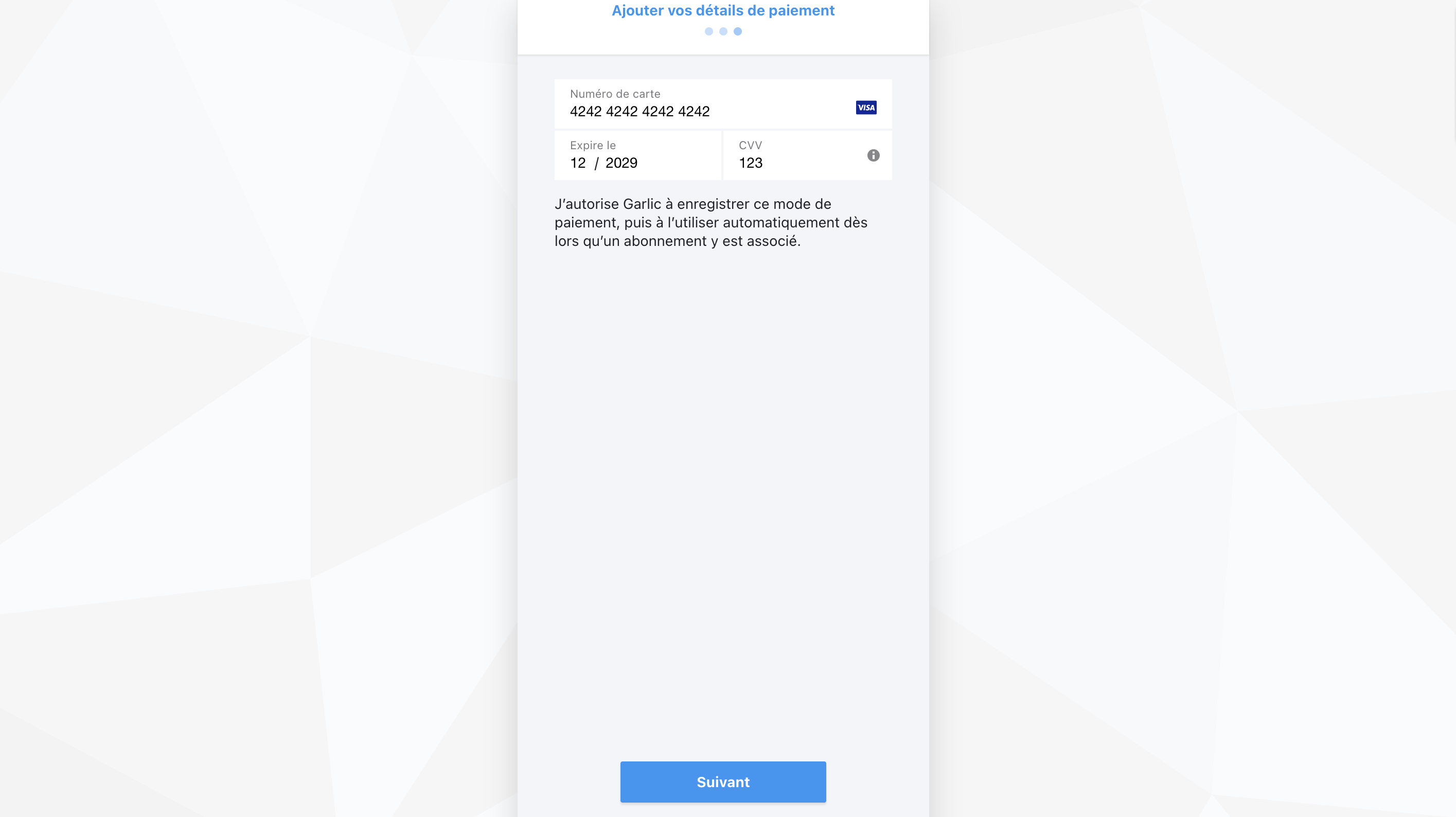 Saisir vos coordonnées de carte bancaire